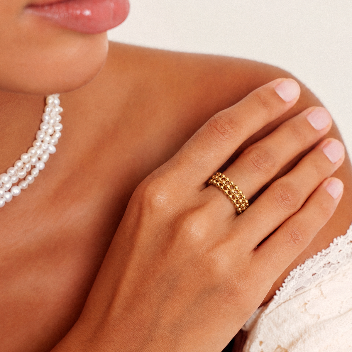 Mosaic Ring worn